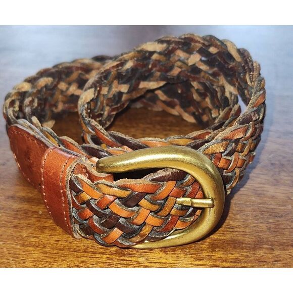 Braided Woven Genuine Leather belt Made in Turkey Size 32 #2437 - Picture 1 of 7
